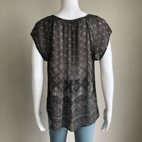 JOIE Semi Sheer Short Sleeve Blouse - S - Picture 3 of 4